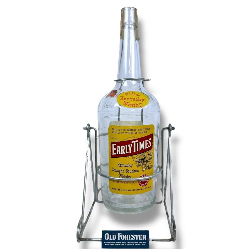 Vintage Early Times Bourbon Whiskey 1 Gallon Bottle With Tagged Moveable Stand